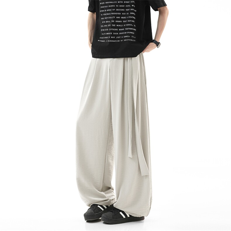无影墙冰丝裤子男夏季美式飘带垂感阔腿弯刀西裤-A2065TP45控68，男装西裤，电商B241
