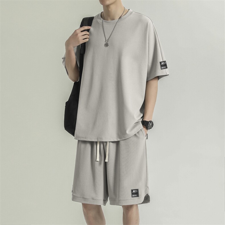 运动套装夏季冰丝速干短袖宽松男生潮夏装短裤TZ13-特批-70,男装休闲套装,星座718