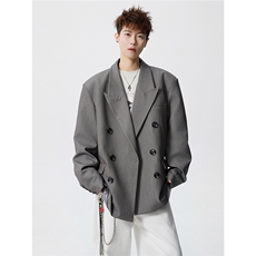 双排扣大码M-5XL西服男成分96%聚酯纤维4%氨纶XF78127P85控128，男装西服，星座226-1