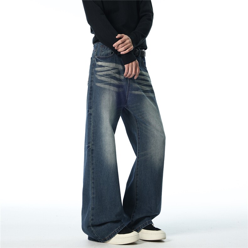 XZ1011-8521-P55控88复古洗水宽松微喇牛仔裤，男装牛仔裤，星座B271