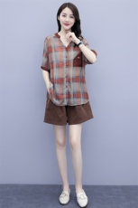 棉麻套装女2025年夏季时尚显瘦休闲减龄洋气阔腿裙裤亚麻两件套潮，女装套装/套裙，一安秀