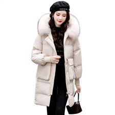 2020冬季新款时尚保暖大毛领棉衣显瘦长款羽绒服外套，女装棉衣/棉服，魅影