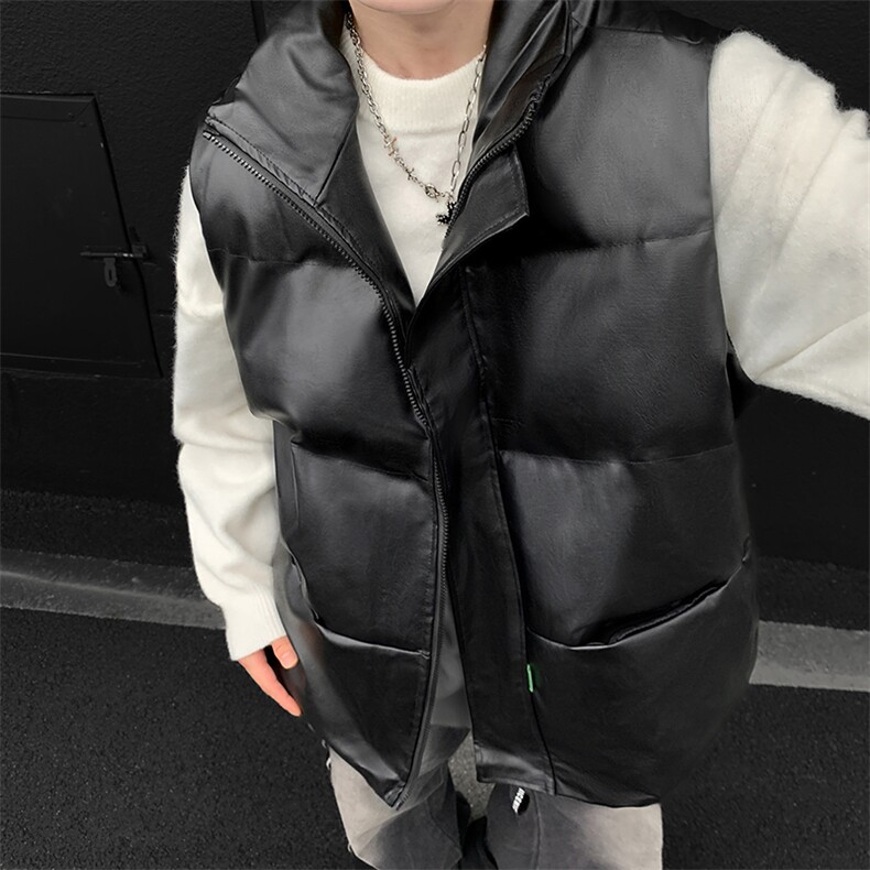 皮马甲棉衣冬季加厚潮流立领美式无袖坎肩马夹外套HY22P85,男装棉衣,电商A102B