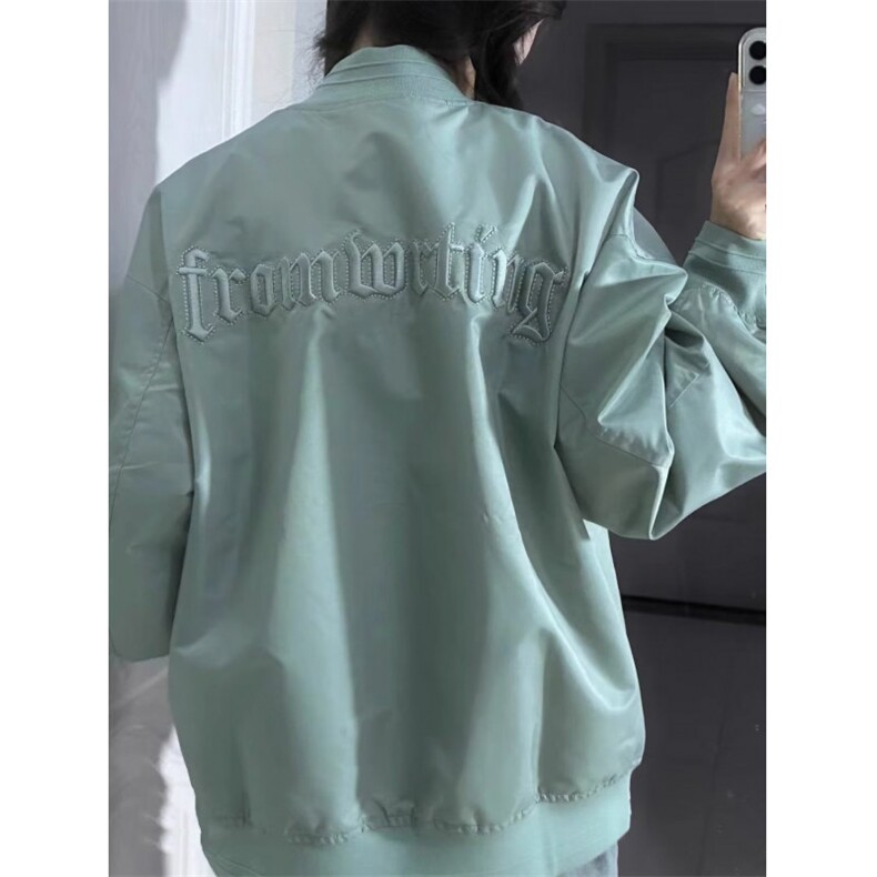 FROMWRTING字由刺绣飞行员夹克外套男潮牌春秋季宽松棒球服女上衣,男装夹克,星座506A