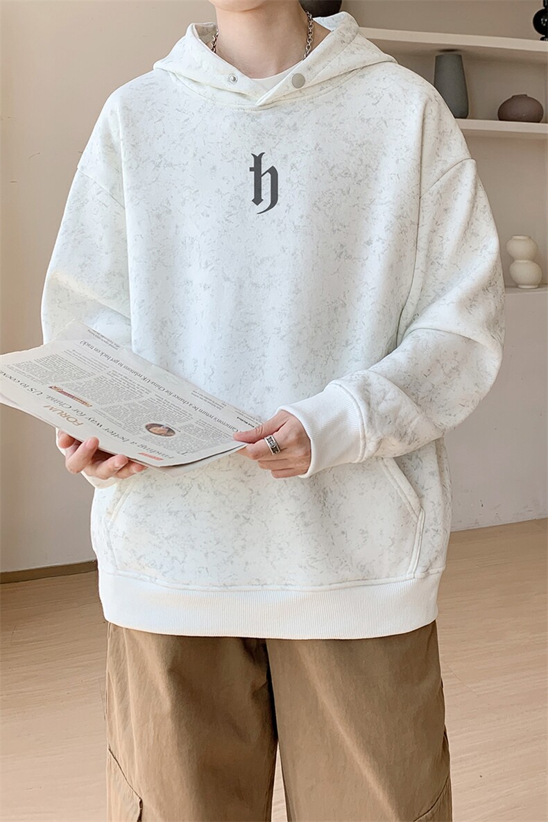 华棉内景秋冬新款印花宽松扎染连帽卫衣男潮流WY00665/P50加绒P55,男装卫衣,电商B316