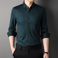 D66263钱塘2020-2中年男士秋季新款休闲百搭长袖衬衣货稳P160，男装衬衫，钱塘207-2