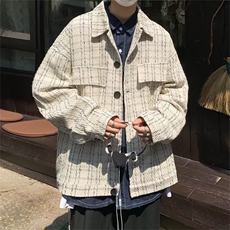 秋冬简约翻领潮新款男气质标准夹克长袖潮流青春流行格子外穿百搭，男装夹克，星座1210-1