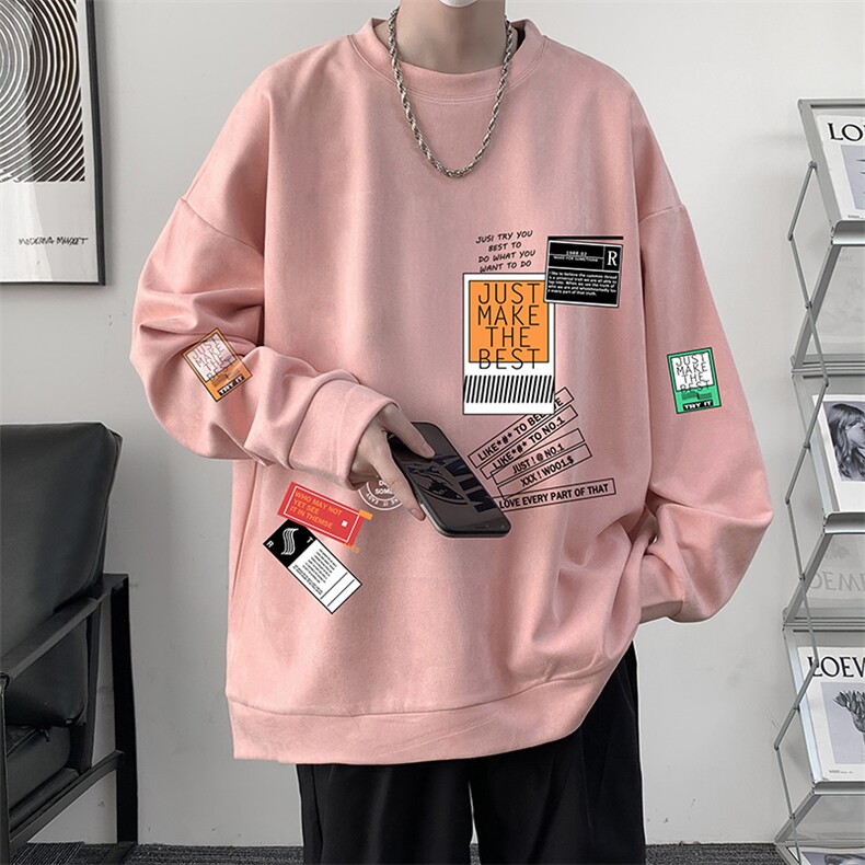 麂皮绒卫衣男大码重磅长袖t恤男JW81121-P35,男装卫衣,电商A040