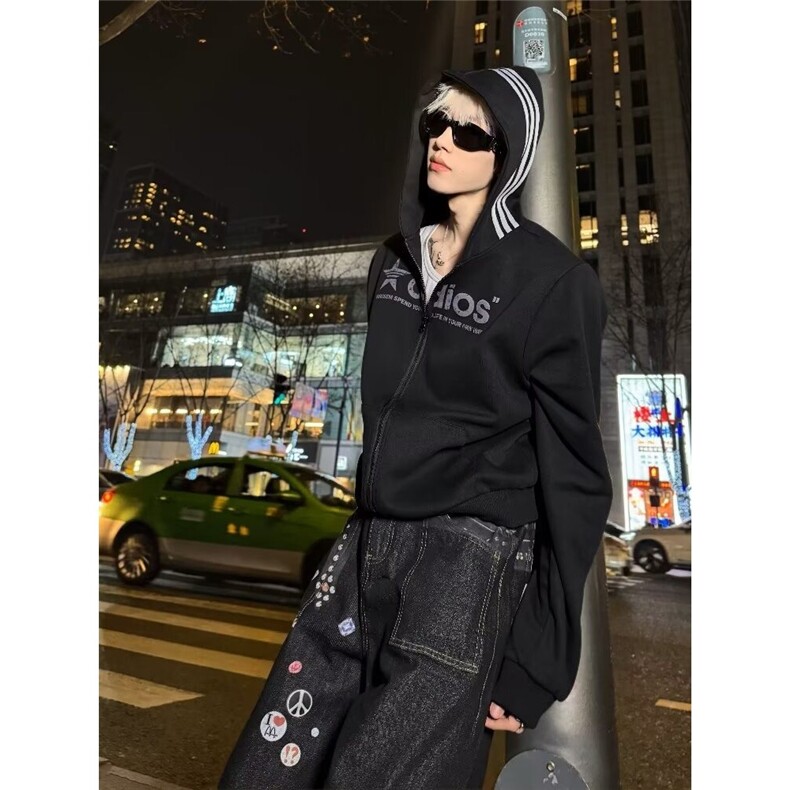 W167-P52慵懒潮流美式三杆卫衣新款ins时尚简约原宿日系流行,男装卫衣,电商B323A