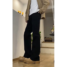 高街修身显瘦牛仔裤男美式复古纯黑色毛边微喇叭长裤N6248，男装牛仔裤，星座1116A（原606A-3）