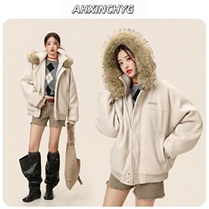 【座山雕毛领连帽】毛呢拼接秋冬棉服保暖外套男女G1168特P118，男装棉衣，电商A339