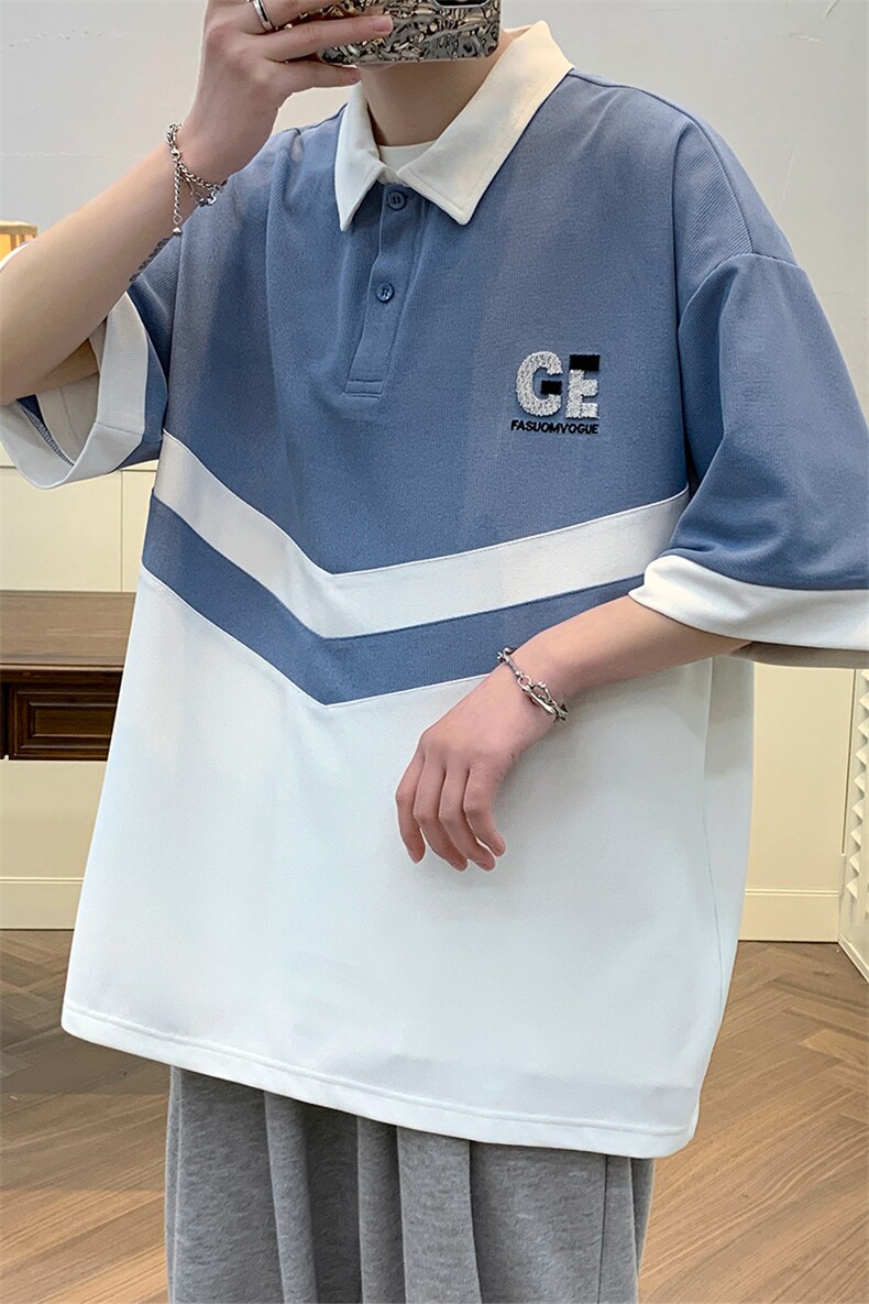 夏上新青少年简约刺绣半袖T恤时尚印花Polo衫男女628-P40控价68,男装Polo衫,电商A441-1