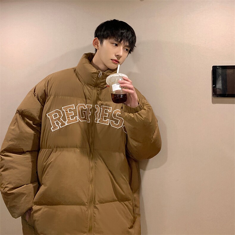 冬季新款韩版印花字母棉衣宽松保暖加厚立领棉服外套MY9066-P100,男装棉衣,电商A128
