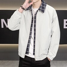 春秋季夹克男翻领假两件外套男休闲百搭青年外套上衣N2602-P75，男装夹克，星座310B-3