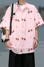 8XL-M腊肠狗花衬衫男短袖夏季冰丝薄款花衬衣寸衫外套DC28003P38，男装T恤，电商B312