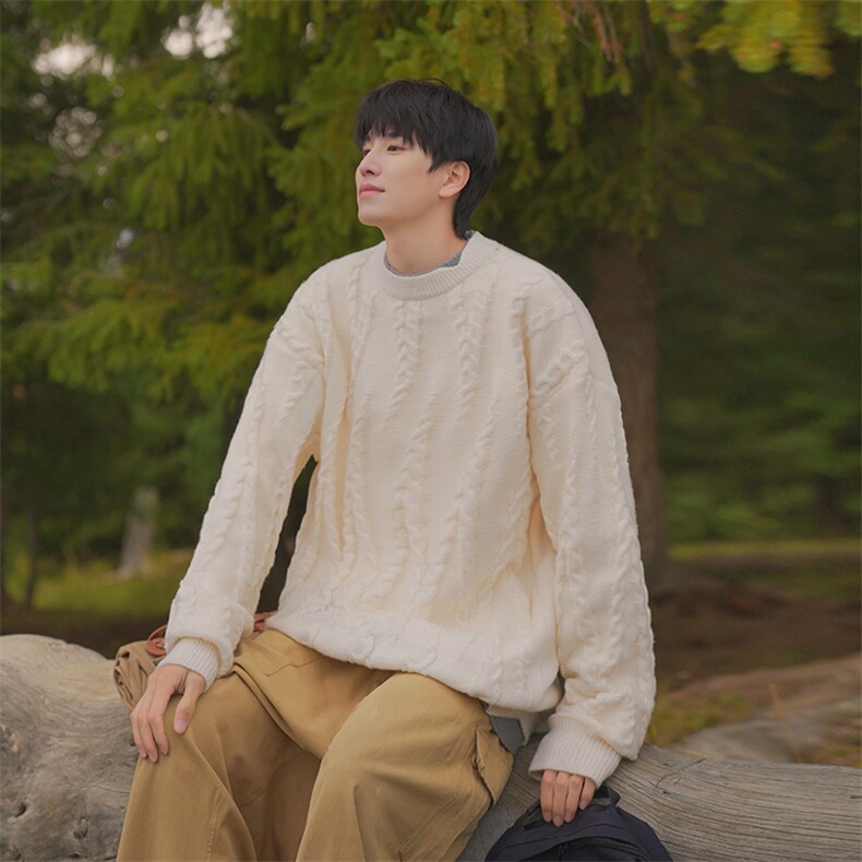 B299-M838假两件针织慵懒日系港风毛衣P63X98（大货已入仓），男装针织衫/毛衣，电商B299-1