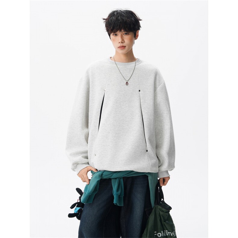 WY10152-特P45控78小众撞色拼接破缝假两件大码男大码情侣卫衣,男装卫衣,电商A059