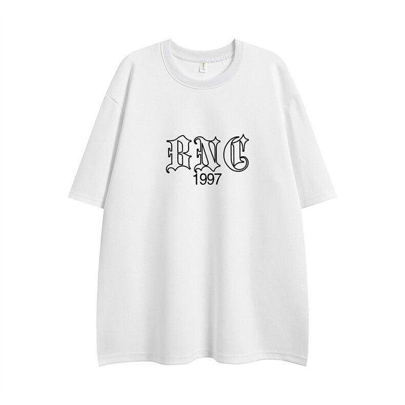 白底23新款夏季时尚百搭印花宽松100棉潮流短袖T恤T6093P25控38,男装T恤,电商A268-1