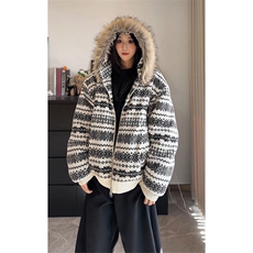 连帽棉衣夹棉保暖复古毛绒情侣外套男女DZ54131-TP85168，男装棉衣，电商A102