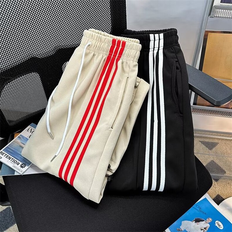 美式休闲运动卫裤男女潮牌复古三条杠hiphop垂感直筒裤BK100-p42,男装休闲裤,星座1008
