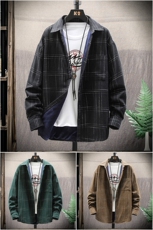 潮流休闲衬衣男士格子衬衫加绒加厚外套潮DS606T，男装衬衫，电商A102