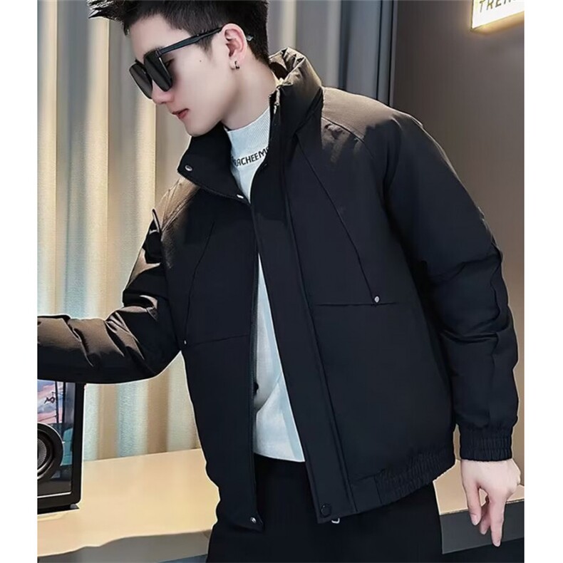 冬季新款重磅贴标立领外套男简约舒适休闲双拉链加厚夹克M6838,男装夹克,星座1116A（原606A-3）