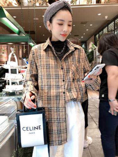 加绒格子衬衣，女装，一杭