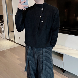 秋冬新款800克高品质高领纽扣针织毛衣男潮流上衣 MY009-特批P65图片