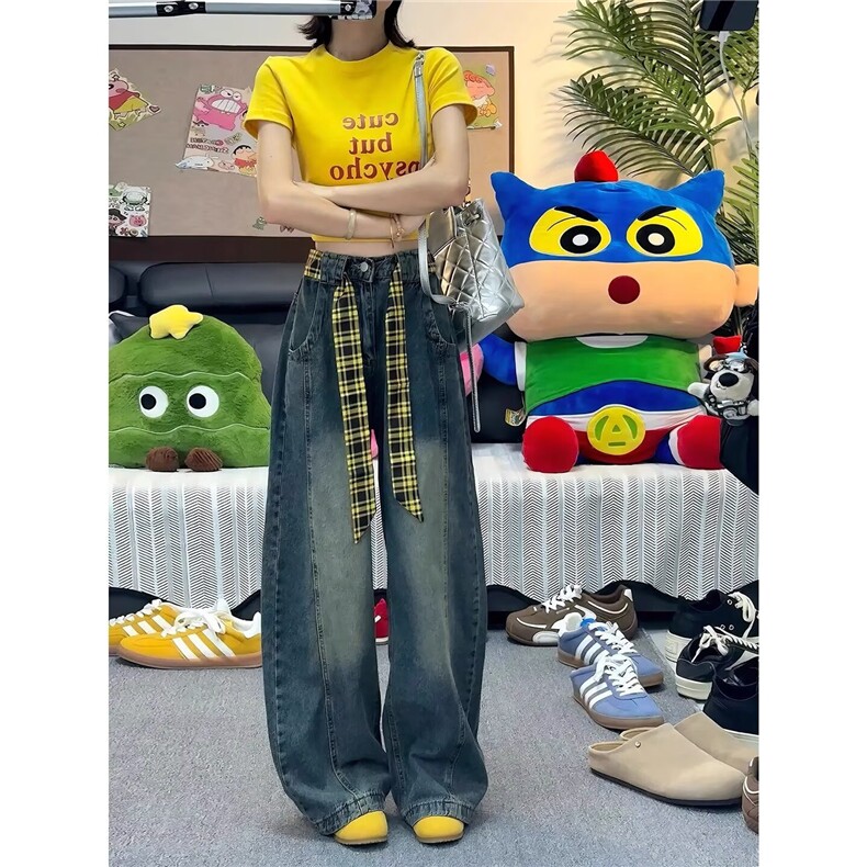美式复古高腰弯刀牛仔裤高街宽松显瘦垂感阔腿裤513ACK2772P47,男装牛仔裤,星座513A