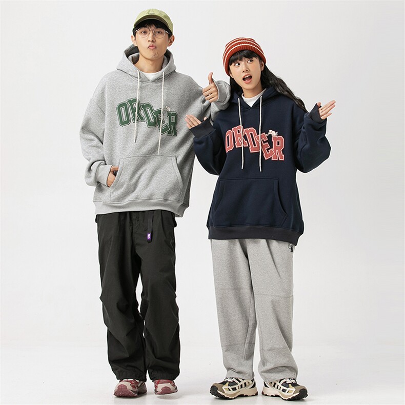 2026冬季新款男装日系潮牌印花宽松休闲卫衣加厚卫衣WY558-F96图片