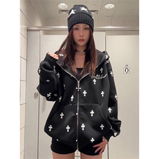 美式高街卫衣男女韩版潮流连帽帅气2025秋冬ins外套WB578-P53，女装短外套，星座412-3