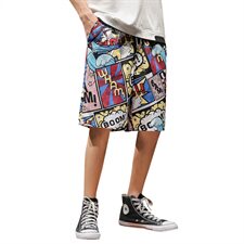 2021夏季新款大码男沙滩裤日系民族风花短裤五分裤K390-P25，男装休闲裤，电商A001