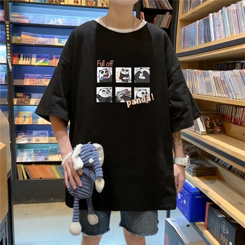 短袖男夏宽松纯棉T恤男百搭港风韩版情侣中性日系潮DT0250 P20图片