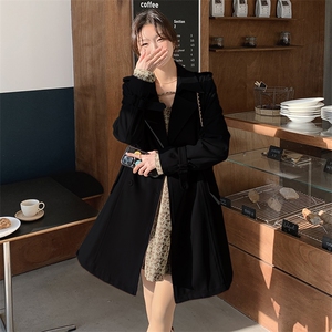 气质修身双排扣系带风衣2C081-6002P165K258图片
