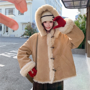 新款连帽加厚皮毛一体外套2D035-25135P190K288图片