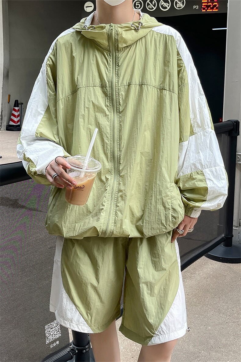 夏季时尚夹克衫防晒衣套装运动风连帽防晒服男XZ514-2-1613-P98,男装防晒衣,星座514-2(原B239)