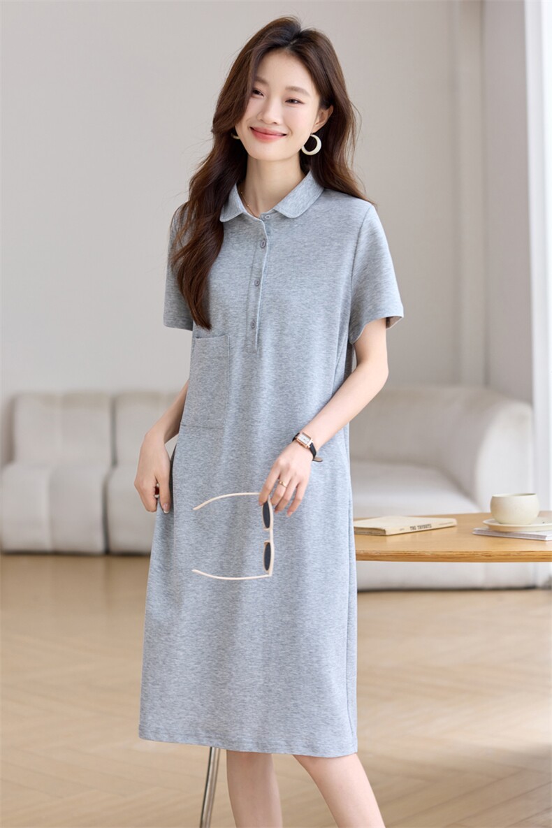 高级感气质连衣裙女2025夏季新款宽松显瘦中长款休闲百搭短袖裙子,女装连衣裙,简韵佳