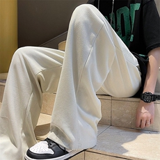 男直筒垂感ins潮牌港风小华夫格大抽绳休闲裤UK100P35，男装休闲裤，星座1116-2