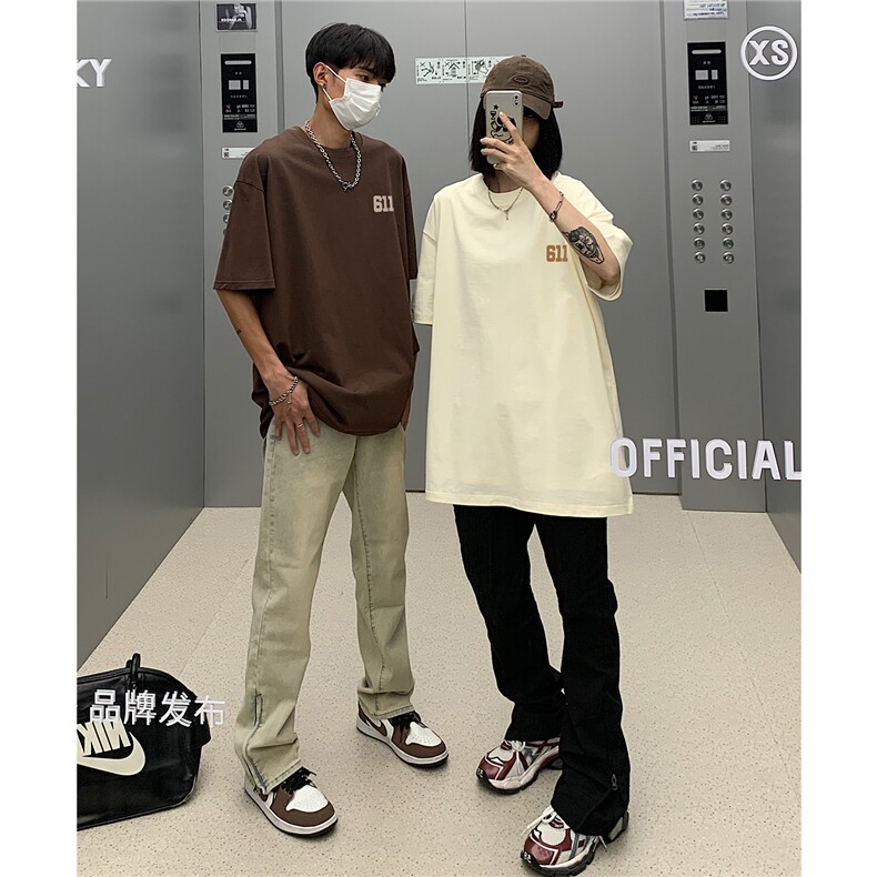 情侣装2026夏装新款美式潮字母印花圆领宽松短袖T恤D275P33,男装T恤,电商A335-1（原A458）