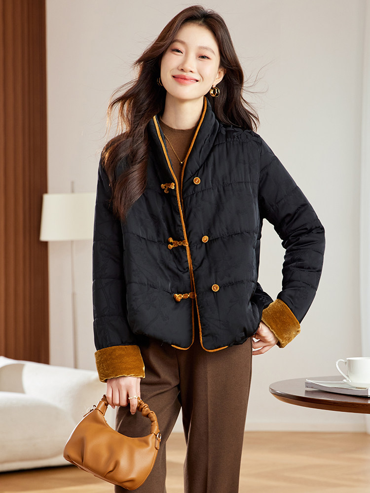 新中式国风羽绒棉服女2024冬季新款加厚保暖小个子立领盘扣小棉袄,女装棉衣/棉服,新依时派