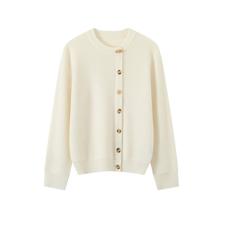 2025百搭时尚简约圆领纽扣开衫，女装羊绒衫，巾兮羊绒