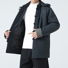 9399^新中式唐装白鸭绒羽绒服男盘扣外套中长款加绒冬装居士服，男装羽绒服，钱塘777(原3023)