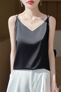 真丝吊带背心女v领桑蚕丝西服内搭春夏季新款性感醋酸缎面打底衫图片