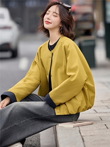 黄色宽松巨好看小个子棉服女撞色拼接2025冬季新款短外套气质图片