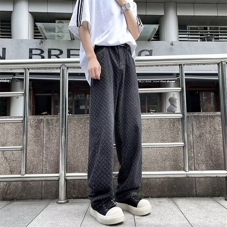 星空纹牛仔裤男夏季新款小众设计感直筒微喇阔腿裤子NQ10,男装牛仔裤,星座1116A-1（原606A）