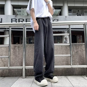 星空纹牛仔裤男夏季新款小众设计感直筒微喇阔腿裤子 NQ10图片
