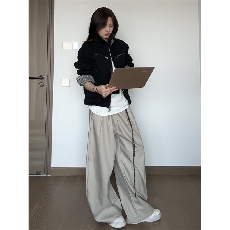 HALFH纯色西装裤简约高级感双褶长裤宽松休闲垂坠男女,男装西服套装,星座506A