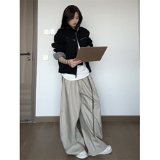 HALFH纯色西装裤简约高级感双褶长裤宽松休闲垂坠男女，男装西服套装，星座506A