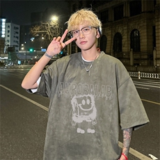 电商DSA028-DTLP2413特P19量大优供视频重磅麂皮绒短袖t恤男，男装T恤，电商A028