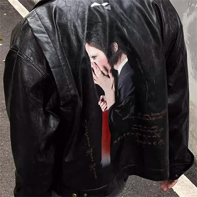 美式设计感小众蜻蜓女pu皮衣夹克男女摇滚高街痞帅外套HH9151P82,男装皮衣,星座1013-5
